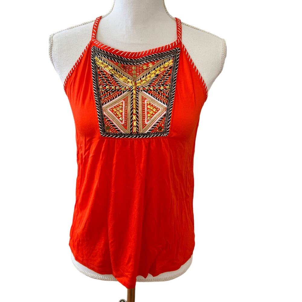 INC International Concepts bright orange beaded tank top S